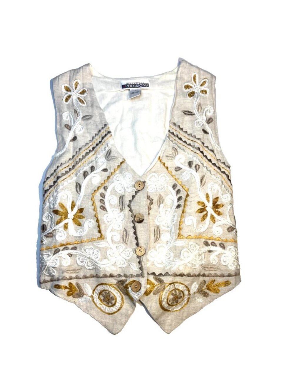 Vintage M Vest Embroidered Floral Cottagecore Dainty Soft Girl 90s Granola Wood